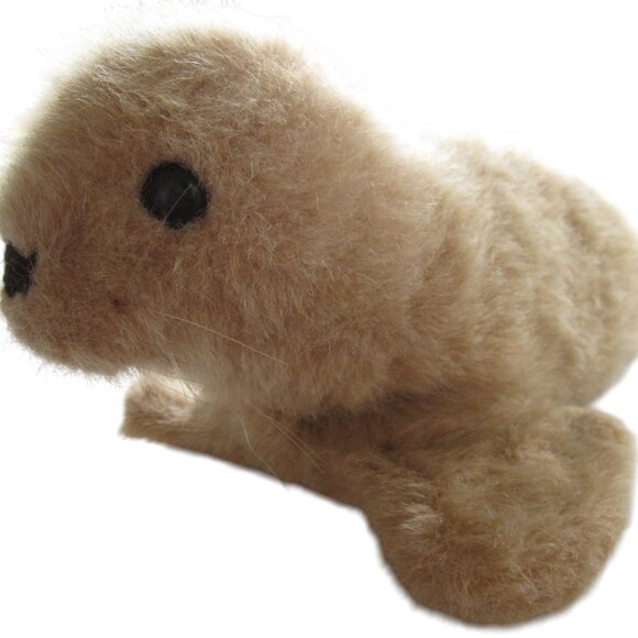 Vintage 70s Alresford Crafts Plush Baby Harp Seal Cream Mohair Handmade ENGLAND - Picture 1 of 6